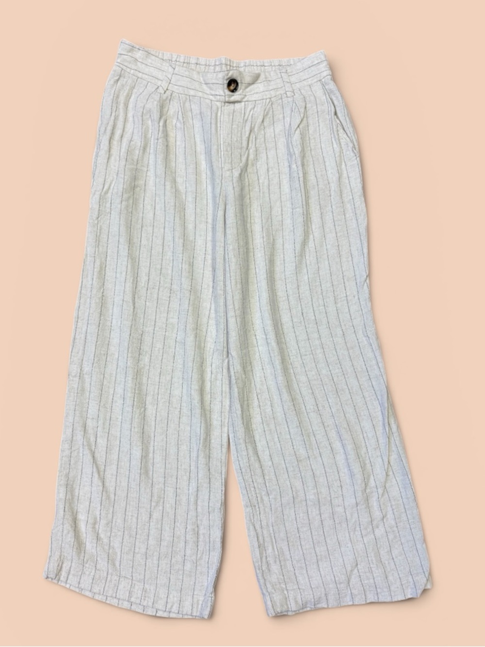 Tuliea Stripe linen pants size L Cropped or petite white black